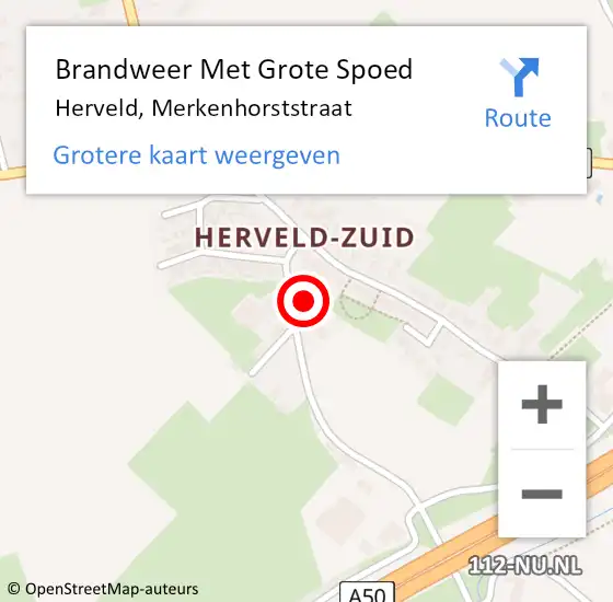 Locatie op kaart van de 112 melding: Brandweer Met Grote Spoed Naar Herveld, Merkenhorststraat op 10 juni 2023 19:55