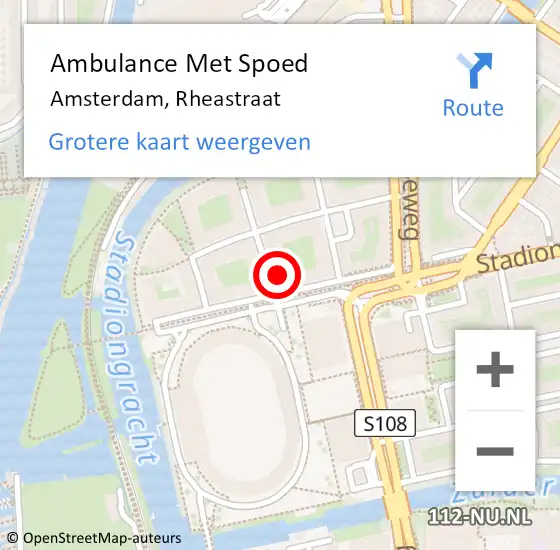 Locatie op kaart van de 112 melding: Ambulance Met Spoed Naar Amsterdam, Rheastraat op 10 juni 2023 20:15