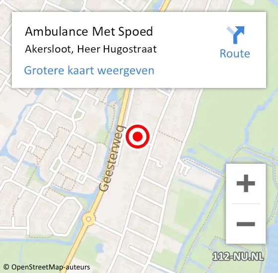Locatie op kaart van de 112 melding: Ambulance Met Spoed Naar Akersloot, Heer Hugostraat op 10 juni 2023 20:43