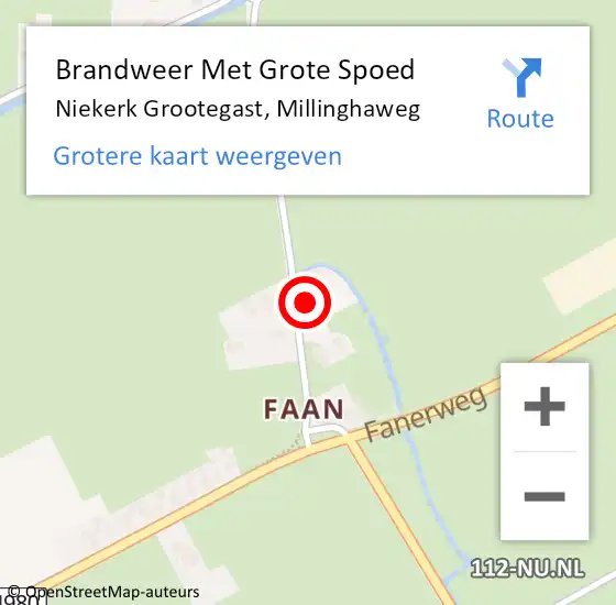 Locatie op kaart van de 112 melding: Brandweer Met Grote Spoed Naar Niekerk Grootegast, Millinghaweg op 10 juni 2023 20:46