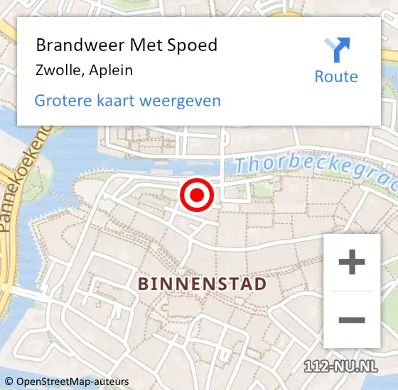 Locatie op kaart van de 112 melding: Brandweer Met Spoed Naar Zwolle, Aplein op 10 juni 2023 21:17