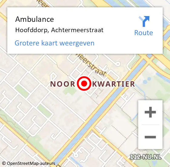 Locatie op kaart van de 112 melding: Ambulance Hoofddorp, Achtermeerstraat op 10 juni 2023 21:29