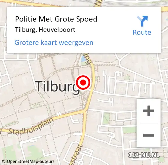 Locatie op kaart van de 112 melding: Politie Met Grote Spoed Naar Tilburg, Heuvelpoort op 10 juni 2023 22:13