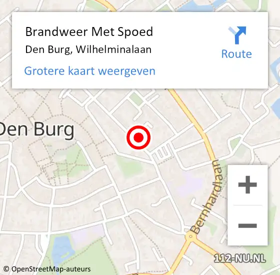 Locatie op kaart van de 112 melding: Brandweer Met Spoed Naar Den Burg, Wilhelminalaan op 10 juni 2023 22:23