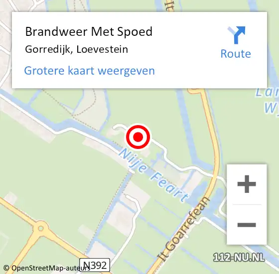 Locatie op kaart van de 112 melding: Brandweer Met Spoed Naar Gorredijk, Loevestein op 10 juni 2023 22:46