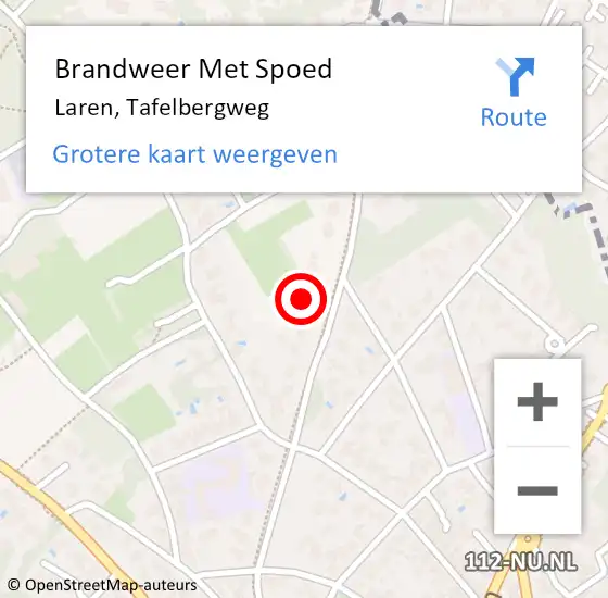 Locatie op kaart van de 112 melding: Brandweer Met Spoed Naar Laren, Tafelbergweg op 10 juni 2023 23:19