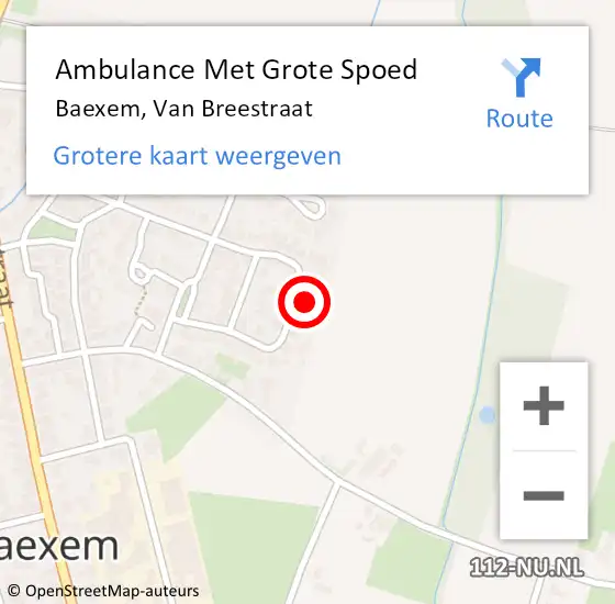 Locatie op kaart van de 112 melding: Ambulance Met Grote Spoed Naar Baexem, Van Breestraat op 10 juni 2023 23:25