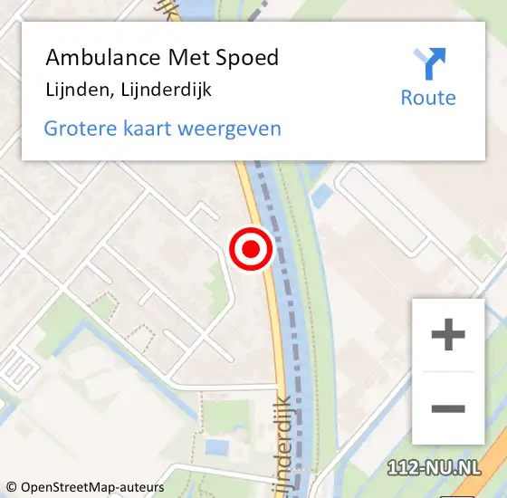 Locatie op kaart van de 112 melding: Ambulance Met Spoed Naar Lijnden, Lijnderdijk op 10 juni 2023 23:33