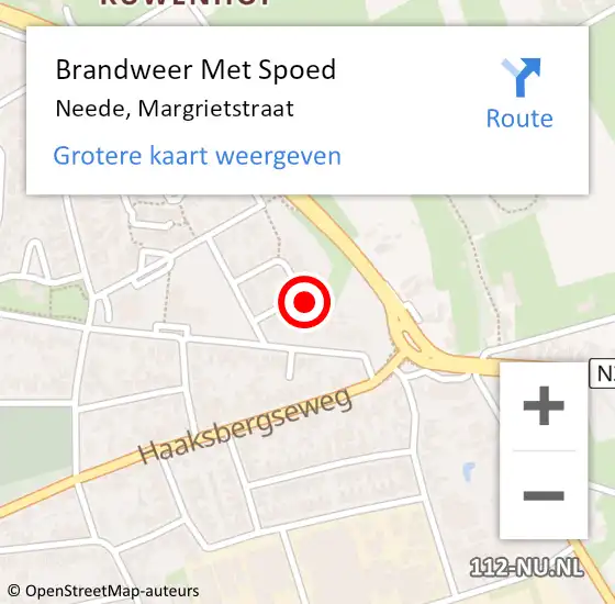 Locatie op kaart van de 112 melding: Brandweer Met Spoed Naar Neede, Margrietstraat op 10 juni 2023 23:41