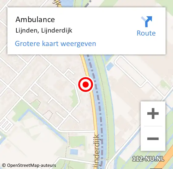 Locatie op kaart van de 112 melding: Ambulance Lijnden, Lijnderdijk op 10 juni 2023 23:45