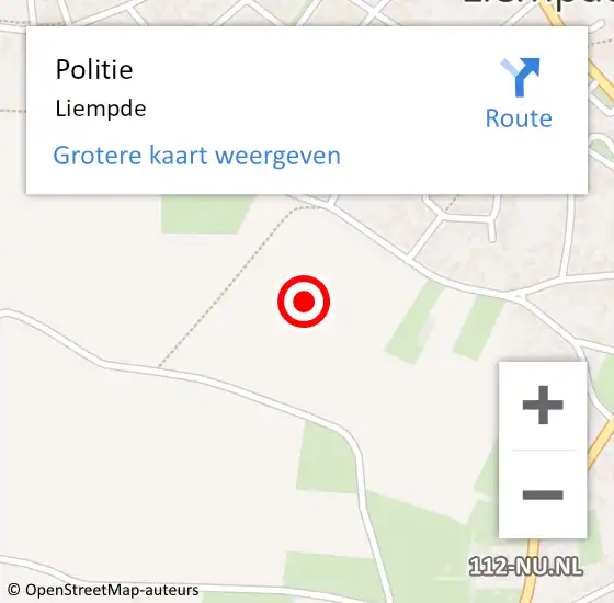 Locatie op kaart van de 112 melding: Politie Liempde op 10 juni 2023 23:48