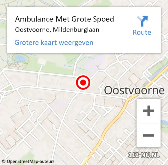 Locatie op kaart van de 112 melding: Ambulance Met Grote Spoed Naar Oostvoorne, Mildenburglaan op 11 juni 2023 00:12