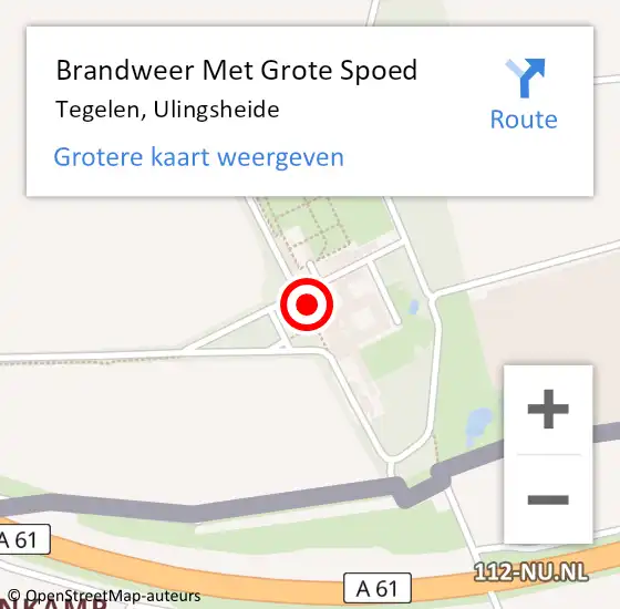 Locatie op kaart van de 112 melding: Brandweer Met Grote Spoed Naar Tegelen, Ulingsheide op 11 juni 2023 00:13