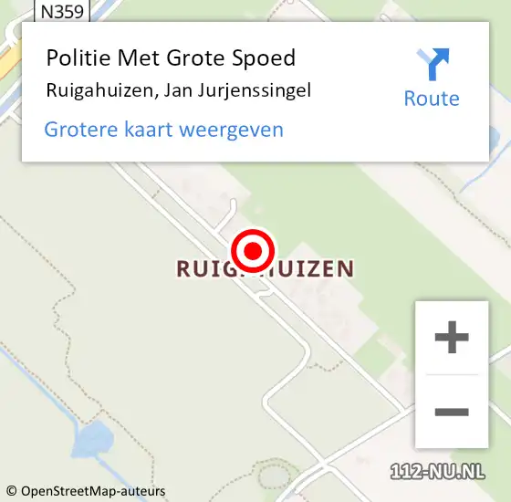 Locatie op kaart van de 112 melding: Politie Met Grote Spoed Naar Ruigahuizen, Jan Jurjenssingel op 11 juni 2023 00:20