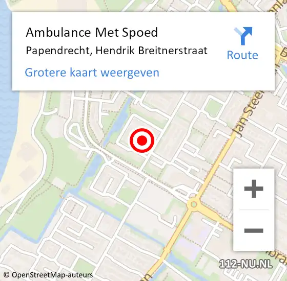 Locatie op kaart van de 112 melding: Ambulance Met Spoed Naar Papendrecht, Hendrik Breitnerstraat op 11 juni 2023 00:34