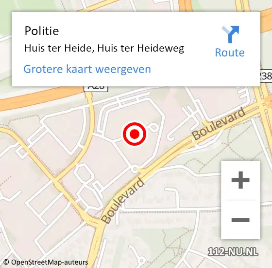 Locatie op kaart van de 112 melding: Politie Huis ter Heide, Huis ter Heideweg op 11 juni 2023 01:04