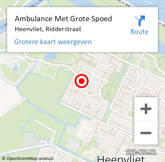 Locatie op kaart van de 112 melding: Ambulance Met Grote Spoed Naar Heenvliet, Ridderstraat op 11 juni 2023 01:17