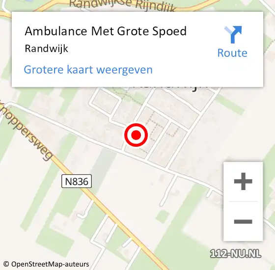 Locatie op kaart van de 112 melding: Ambulance Met Grote Spoed Naar Randwijk op 11 juni 2023 01:49