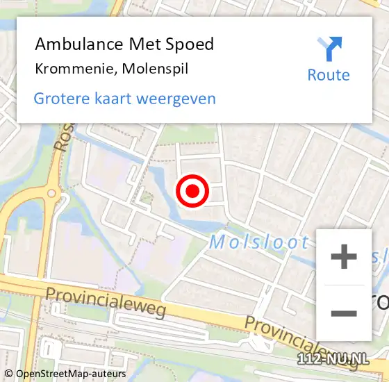 Locatie op kaart van de 112 melding: Ambulance Met Spoed Naar Krommenie, Molenspil op 11 juni 2023 01:55