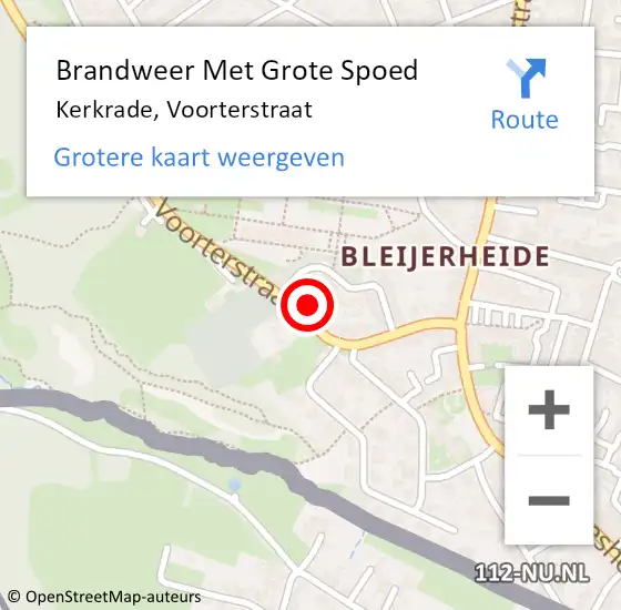 Locatie op kaart van de 112 melding: Brandweer Met Grote Spoed Naar Kerkrade, Voorterstraat op 11 juni 2023 03:13