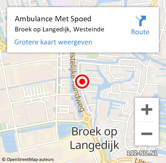 Locatie op kaart van de 112 melding: Ambulance Met Spoed Naar Broek op Langedijk, Westeinde op 11 juni 2023 03:39