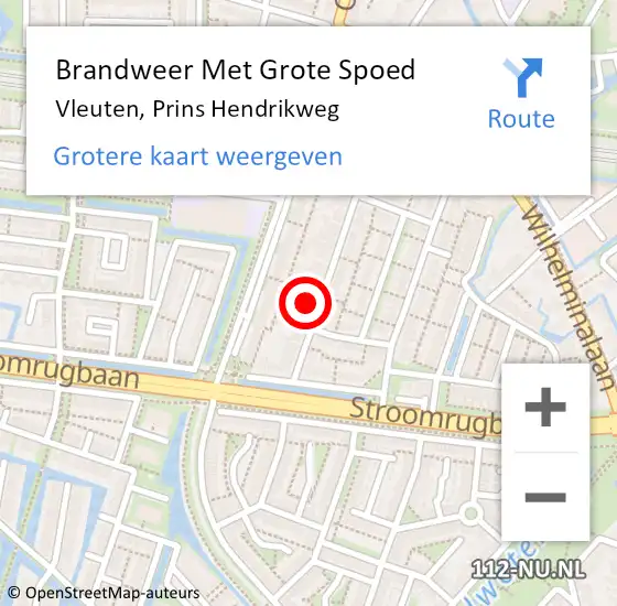 Locatie op kaart van de 112 melding: Brandweer Met Grote Spoed Naar Vleuten, Prins Hendrikweg op 11 juni 2023 03:42