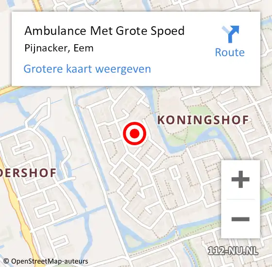 Locatie op kaart van de 112 melding: Ambulance Met Grote Spoed Naar Pijnacker, Eem op 11 juni 2023 04:02