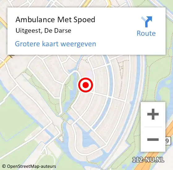 Locatie op kaart van de 112 melding: Ambulance Met Spoed Naar Uitgeest, De Darse op 11 juni 2023 04:05