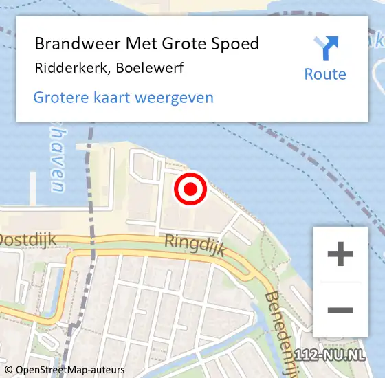 Locatie op kaart van de 112 melding: Brandweer Met Grote Spoed Naar Ridderkerk, Boelewerf op 11 juni 2023 05:06