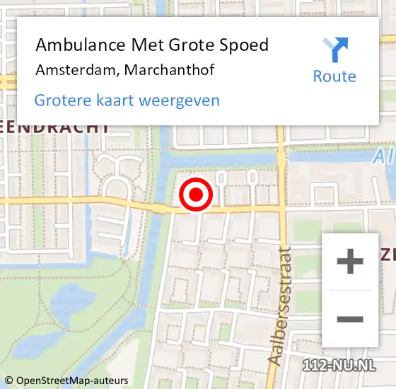 Locatie op kaart van de 112 melding: Ambulance Met Grote Spoed Naar Amsterdam, Marchanthof op 11 juni 2023 08:27