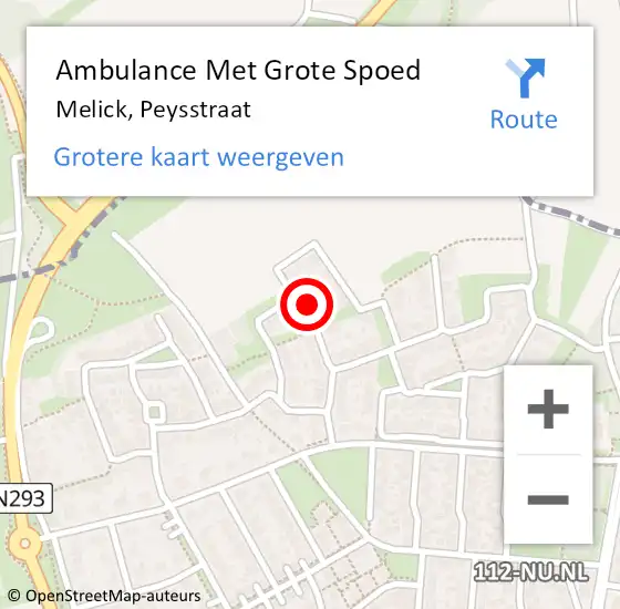 Locatie op kaart van de 112 melding: Ambulance Met Grote Spoed Naar Melick, Peysstraat op 11 juni 2023 08:40