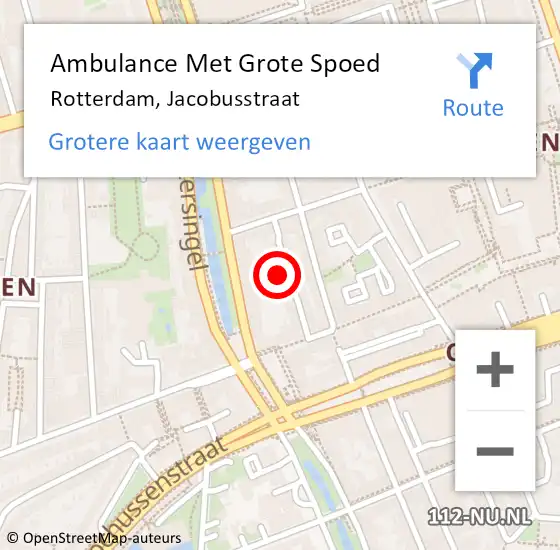 Locatie op kaart van de 112 melding: Ambulance Met Grote Spoed Naar Rotterdam, Jacobusstraat op 11 juni 2023 08:45