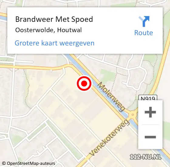 Locatie op kaart van de 112 melding: Brandweer Met Spoed Naar Oosterwolde, Houtwal op 11 juni 2023 09:22