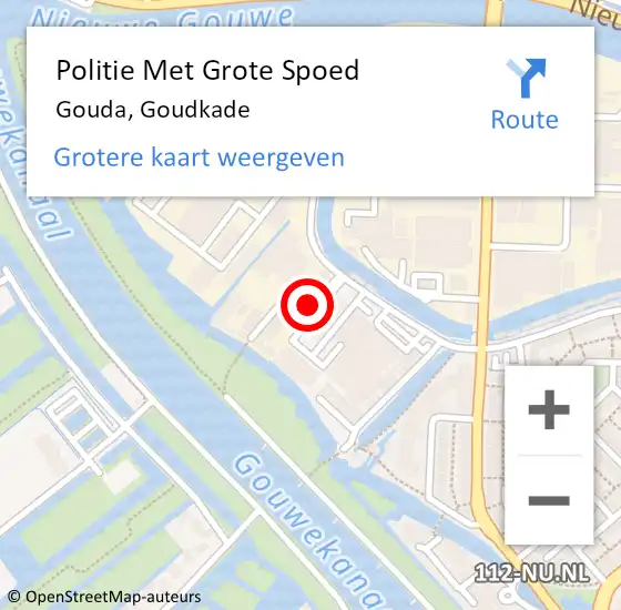 Locatie op kaart van de 112 melding: Politie Met Grote Spoed Naar Gouda, Goudkade op 11 juni 2023 09:27