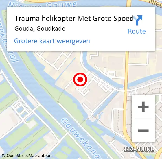 Locatie op kaart van de 112 melding: Trauma helikopter Met Grote Spoed Naar Gouda, Goudkade op 11 juni 2023 09:30