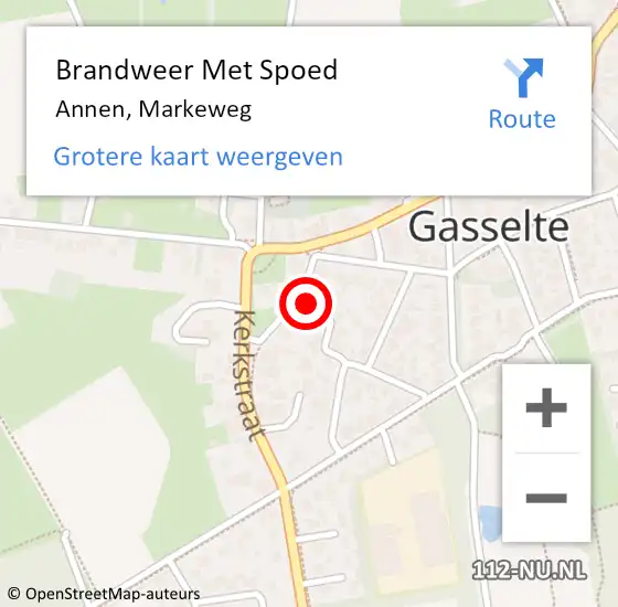 Locatie op kaart van de 112 melding: Brandweer Met Spoed Naar Annen, Markeweg op 11 juni 2023 09:40