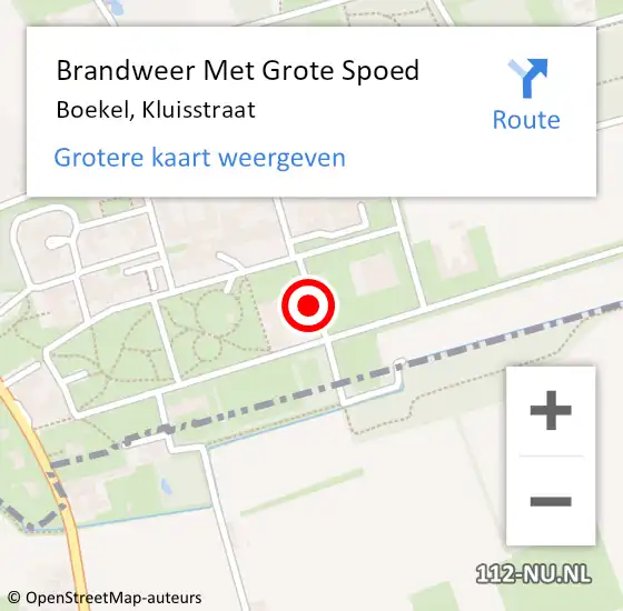 Locatie op kaart van de 112 melding: Brandweer Met Grote Spoed Naar Boekel, Kluisstraat op 11 juni 2023 09:40