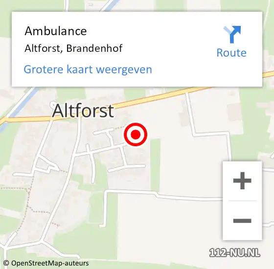 Locatie op kaart van de 112 melding: Ambulance Altforst, Brandenhof op 28 augustus 2014 14:40