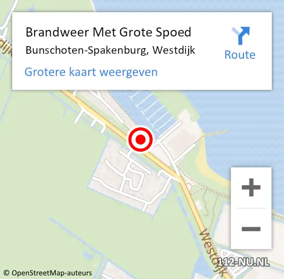 Locatie op kaart van de 112 melding: Brandweer Met Grote Spoed Naar Bunschoten-Spakenburg, Westdijk op 11 juni 2023 11:03