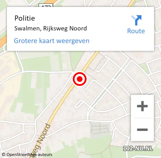 Locatie op kaart van de 112 melding: Politie Swalmen, Rijksweg Noord op 11 juni 2023 11:20