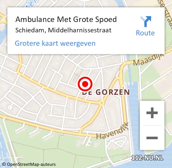 Locatie op kaart van de 112 melding: Ambulance Met Grote Spoed Naar Schiedam, Middelharnissestraat op 11 juni 2023 11:21