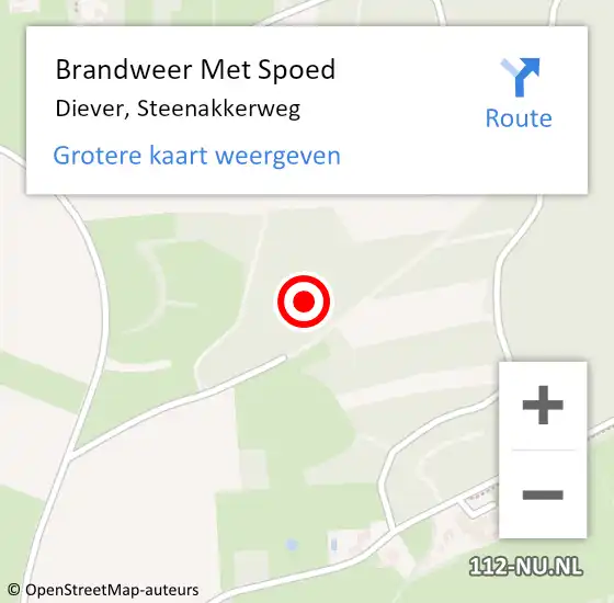 Locatie op kaart van de 112 melding: Brandweer Met Spoed Naar Diever, Steenakkerweg op 11 juni 2023 11:29