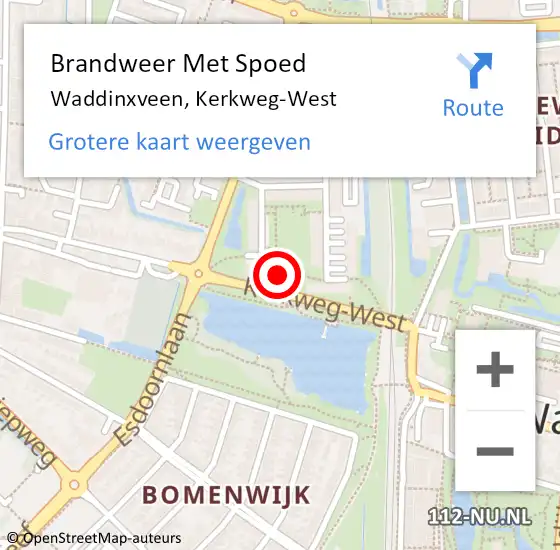 Locatie op kaart van de 112 melding: Brandweer Met Spoed Naar Waddinxveen, Kerkweg-West op 11 juni 2023 11:54