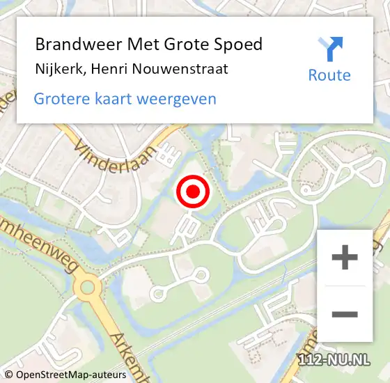 Locatie op kaart van de 112 melding: Brandweer Met Grote Spoed Naar Nijkerk, Henri Nouwenstraat op 11 juni 2023 11:57