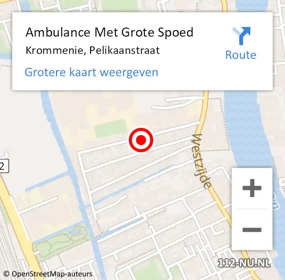 Locatie op kaart van de 112 melding: Ambulance Met Grote Spoed Naar Krommenie, Pelikaanstraat op 11 juni 2023 11:57