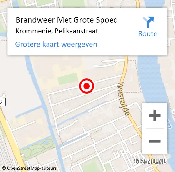 Locatie op kaart van de 112 melding: Brandweer Met Grote Spoed Naar Krommenie, Pelikaanstraat op 11 juni 2023 12:03