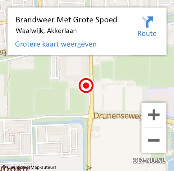 Locatie op kaart van de 112 melding: Brandweer Met Grote Spoed Naar Waalwijk, Akkerlaan op 11 juni 2023 12:04