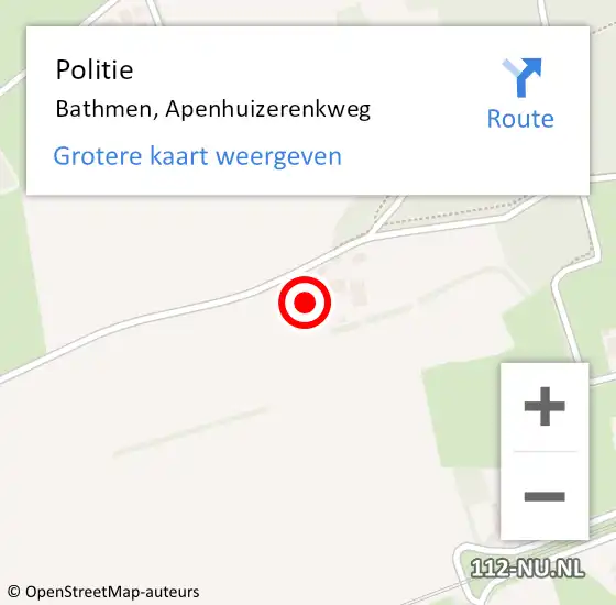 Locatie op kaart van de 112 melding: Politie Bathmen, Apenhuizerenkweg op 11 juni 2023 12:05