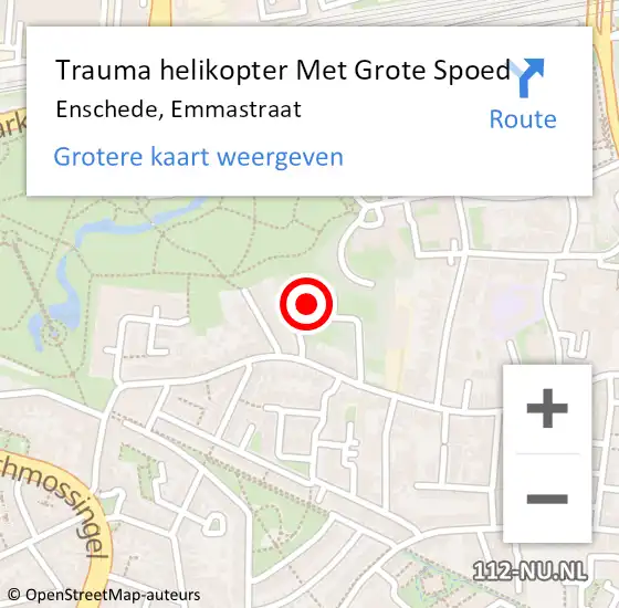 Locatie op kaart van de 112 melding: Trauma helikopter Met Grote Spoed Naar Enschede, Emmastraat op 11 juni 2023 12:07