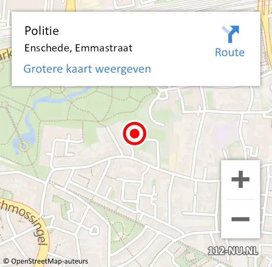 Locatie op kaart van de 112 melding: Politie Enschede, Emmastraat op 11 juni 2023 12:13